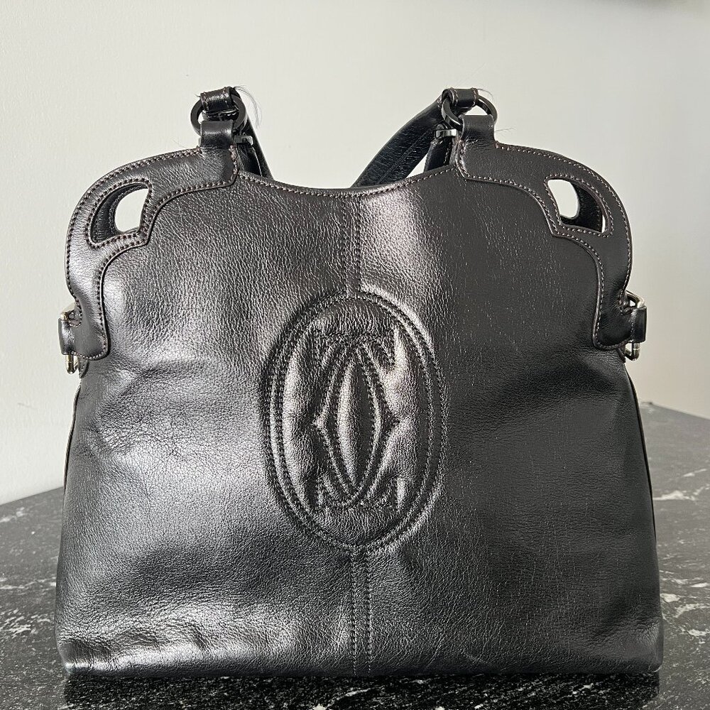 Vintage Cartier Marcello de Cartier Black Leather Tote
